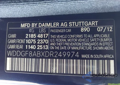 2013 Mercedes-Benz C 300 Luxury 4Matic from USA, damaged, VIN WDDGF8ABXDR249974